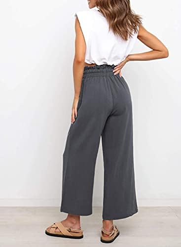Dokotoo женски обични еластични еластични половини цврсти удобни џогинг џогерни панталони со џебови
