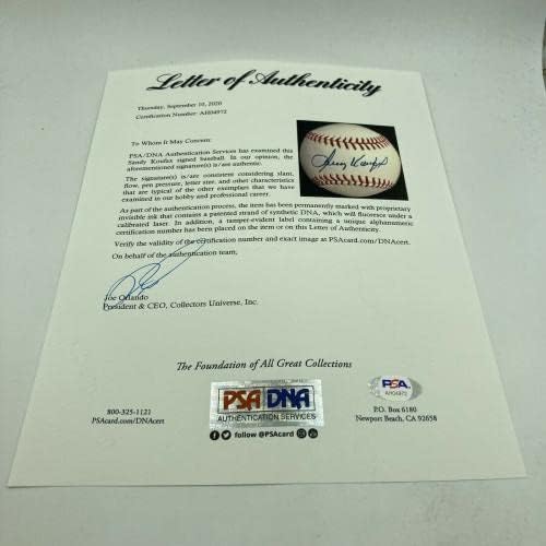 Нане Сенди Куфакс Потпиша Официјален Бејзбол НА Големата Лига ПСА Днк Коа-Автографски Бејзбол Топки