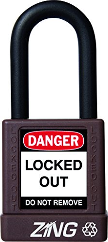 Zing 7045 Безбедност на Recyclock Safectlock, клучен сличен, 1-1/2 Shackle, 1-3/4 тело, кафеава