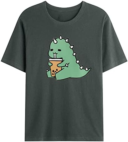 Симпатична маичка со диносаурус за мажи смешни графички кошули со краток ракав, тркалезна врата маичка фустани обични кошули за мажи