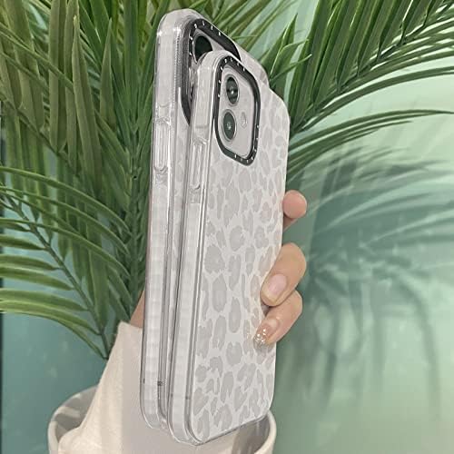 Ктедлер Бел Леопард Светло Сива Футрола за iPhone 11 Pro Max, Бело Печатење На Гепард Симпатичен Стилски Мек Tpu Заштитен iPhone