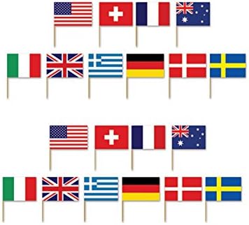 Меѓународни Знамиња Украси За Забави - Меѓународни Знамиња Покривка за Маса, Транспарент Со Знаменце од 23 стапки, Знамиња За Чепкалки за