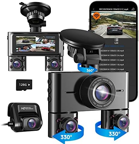 HUPEJOS V7 360° Cam Камера, 4 Канал Quad Камера FHD 1080p*4 Предна, Лева, Десна и Задна со WiFi, Прилагодлива Камера Со Леќи За