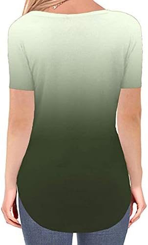 Женска Летна Лежерна Блуза Со Кратки Ракави Врвовите За Печатење Со Градиент Одговараат На Лабави Маици