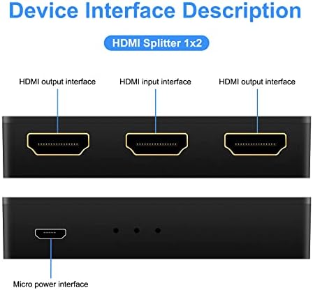 Wistar HDMI Сплитер 1 во 2 Надвор 4K HDMI Сплитер За Двојни Монитори HDMI 1 Извор до 2 Дисплеи Сплитер 1x2 Целосна HD 1080p Компатибилен СО