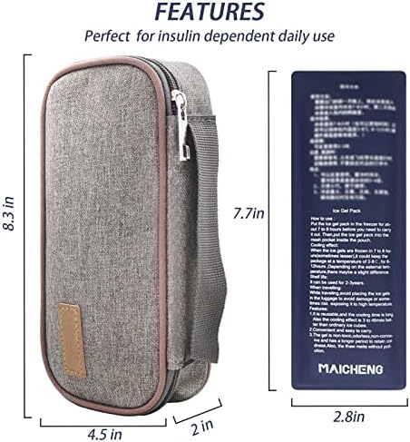 Инсулин ладилна торба за патувања, случај на организатор на дијабетични лекови со 2 мраз пакувања одлични за дневна употреба за складирање