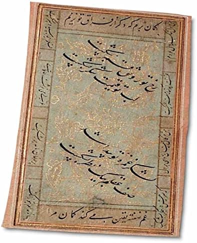 3drose print на калиграфија на гроздобер ирански таписерија крпа, 15 x 22, бело