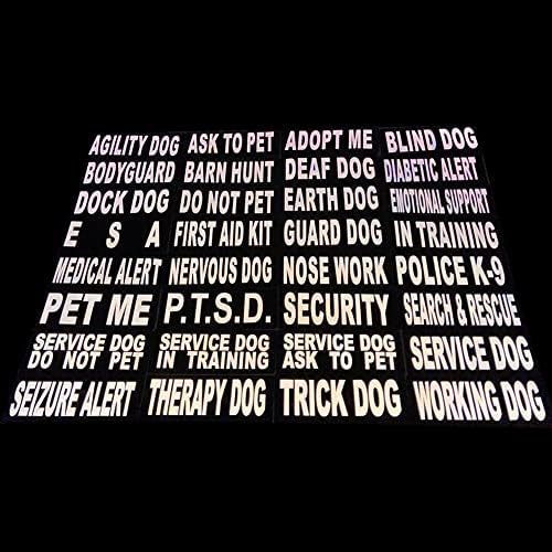 Нос работа елек закрпи отстранлив сервис за кучиња со рефлексивни печатени букви за поддршка на кучиња за кучиња, јака или поводник