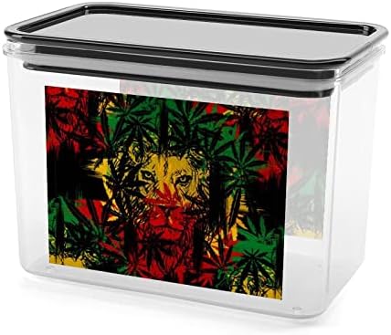 Јамајка Раста Кутија За Складирање Лав Пластични Канистри За Контејнери За Организатор На Храна Со Капак За Кујна