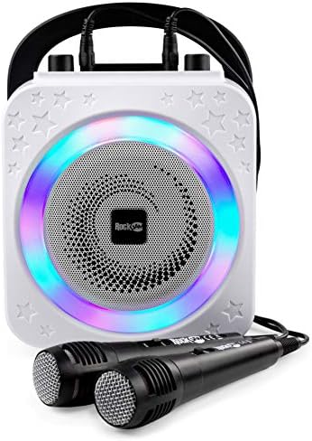Bluetooth Party Rockjam Bluetooth, 10Watt Sounder & два микрофони, црна машина за караоке со 5 вати, 10