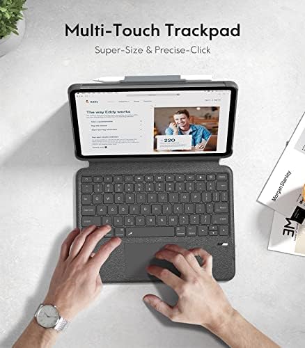 Чесона Магнетни Отстранлив iPad Pro 11-инчен Случај Со Тастатура, Мулти-Допир Trackpad, 7-Боја Позадинско Осветлување, Bluetooth Тастатура со