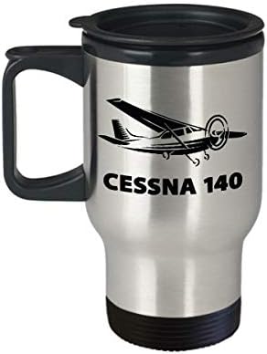 Смешни Cessna 140 Патување Кригла Уникатен Tumbler За Cessna Пилот Авион Авијатичар Мажи Бела Нерѓосувачки Челик 14oz