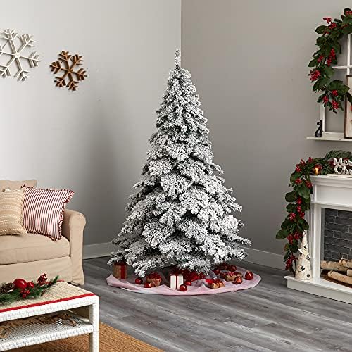 7ft. Собрани вештачко новогодишно елка со 400 топли бели LED светла и 1063 гранки за свиткување