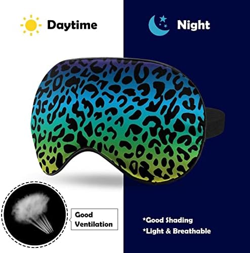Шарена леопард печати маска за очи за очи, блокирање на спиење со прилагодлива лента за работа за смена за спиење