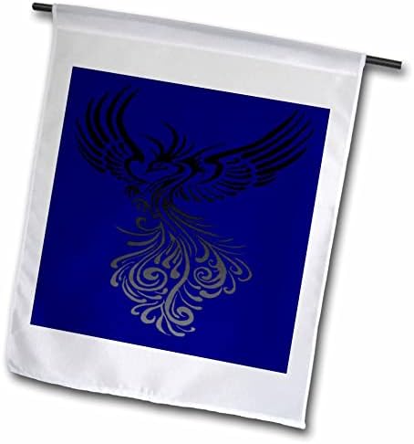 3drose се издига од пепелта уметничка Феникс црна сива омбре на сина боја - знамиња