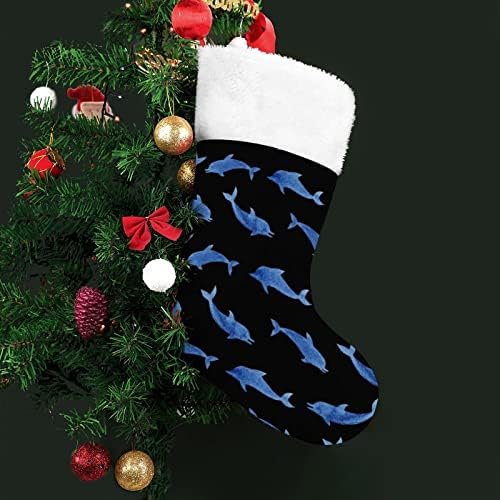 Делфини образец Божиќно порибување Божиќни чорапи торбичка куќа семејство Божиќ декор