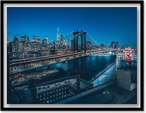 Поглед На Мостот Менхетен Ноќе