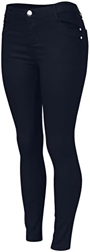 Удобни Панталони За Жени Обични Жени Висококатници Жан Класичен Еднобоен Глужд Жени На Панталони Секојдневен