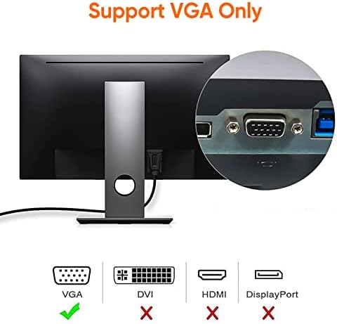 CableCreation USB 3.0 до VGA кабел 10 стапки, USB до VGA адаптер кабел 1080p @ 60Hz, надворешна видео картичка, само поддршка на Windows 10/8.1/8/7,