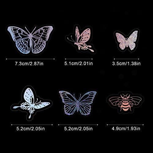 Savita 90pcs сјајни налепници на пеперутки, водоотпорни лепила холографска налепница на пеперутка налепници на сјајни смола за