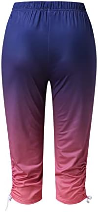 Женски Капри Хеланки Со Висок Струк Атлетски Растегливи Исечени Панталони Активни Жени Цветни Принт Обични Панталони