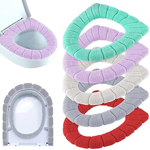 Zeedix 5 парчиња сиви заштитени капаци на тоалетно седиште подебели влошки за тоалети за тоалети за тоалети за тоалети за бања, затегнување што може да се засади лесен