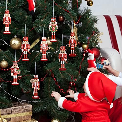 Spiareal 36 парчиња Божиќни украси Дрвени празници виси забава Кинг војник оревчери фигури украси за роденден на Божиќното дрво