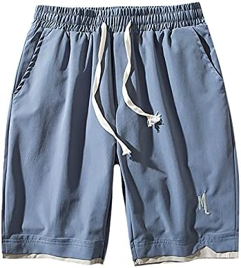 Машки шорцеви на Ymosrh летни цврсти бои лабави лекави удобни панталони за плажа со удобни шорцеви