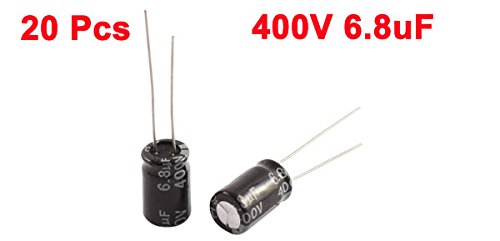 UXCELL A15060800UX0394 20 парче 400V 6.8UF 105C Електролитски кондензатор на радијално олово, 8 mm x 12 mm