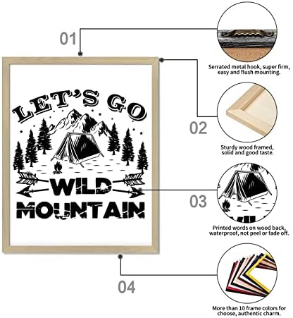 Мотивациски цитат дрвена wallидна плоча со семејна цитат Ајде да одиме диви планински беж рамка дрвена плакета за спална соба фарма