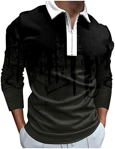Xxzy Golf Po-lo кошули за мажи мажи мода лабава лабава патент 3Д дигитално печатење со долги ракави врвни средни кошули мажи