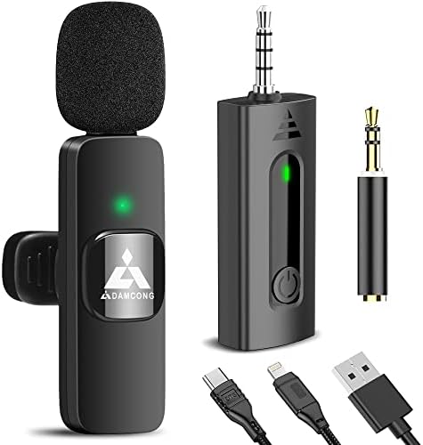 Безжичен микрофон Адамконг за фотоапарати, андроид, iPhone - омнидирекционално снимање лавалиер лапел микрофон за блогови Тикток