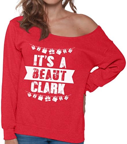 Божиќен џемпер за жени надвор од рамото Тоа е убавица Кларк џемпер Божиќни подароци