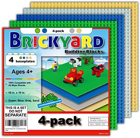 Градежни Блокови Од тули Лего Компатибилна Основна Плоча-Пакет од 4 Големи Основни Плочи Од 10 х 10 Инчи За Тули За Играчки, Активности