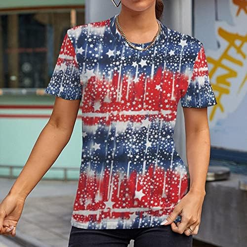 Женски Блузи Облечен Обичен Четврти јули Патриотска Кошула Ден На Независноста Лабави Маици За Печатење Американско Знаме