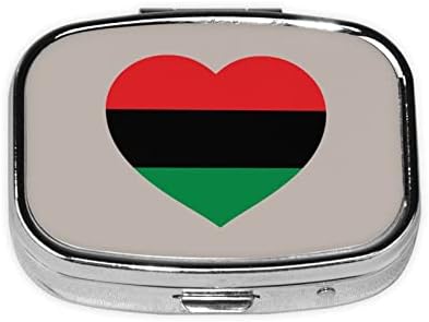 Пан-Африканско Знаме Срце Плоштад Мини Пилула Кутија Патување Медицина Прегради Организатор Пренослив Метал Пилула Случај