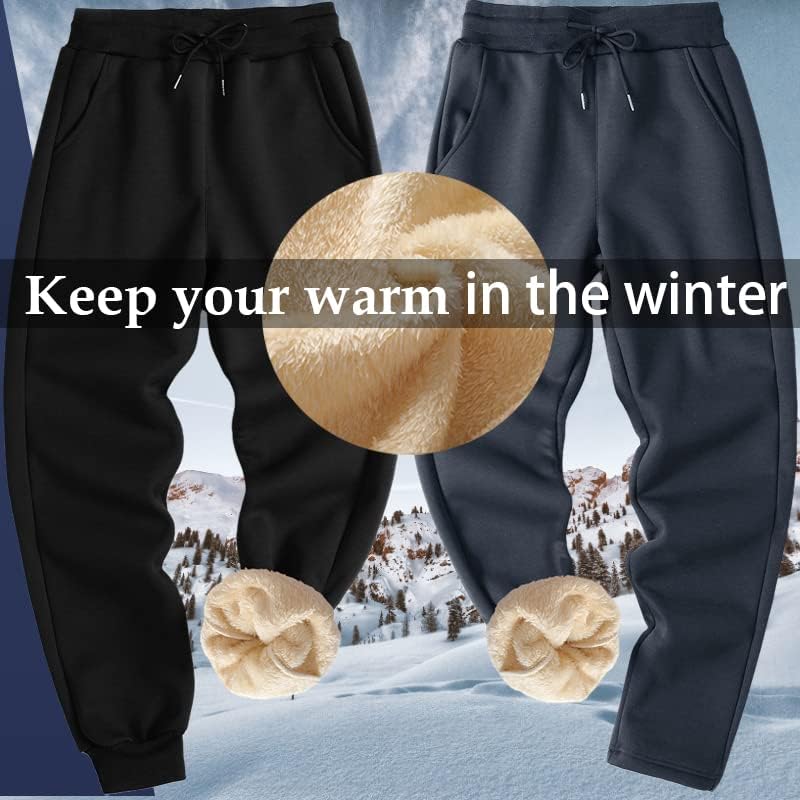 Дебели топли панталони за машко месо од Gxamoy, термички зимски панталони Шерпа наредени панталони за џогер