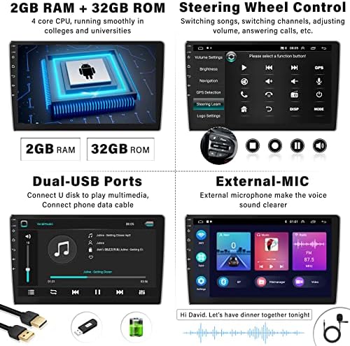 [2+32G] Андроид 11 Двојно Din &засилувач; Еден Din Автомобил Стерео Со Apple Carplay&засилувач; Android Auto, 10.1 Инчен Екран