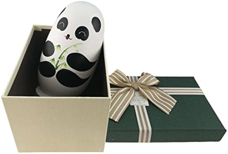 Апол симпатична панда со бамбус јајце форма рачно изработена дрвена руска гнезда кукли Матриошка кукла постави 10 парчиња во кутија со лак