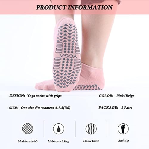 Orrinsports јога чорапи за жени кои не се лизгаат чорапи за јога, пилатес, 2 пара
