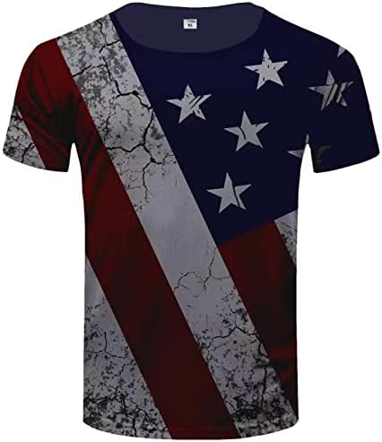 Кошули со маички за маички за мажи лето-летни машка 3Д дигитално печатење Ден на независност маица кратки ракави блузи врвови
