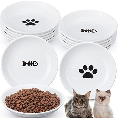 Иренаре 10 Парчиња Керамички Чинии За Мачки За Храна Хранење Слатки Јадења За Мачки Плитки Чинии За Мачиња Мали Животни Мустаќи Олеснување