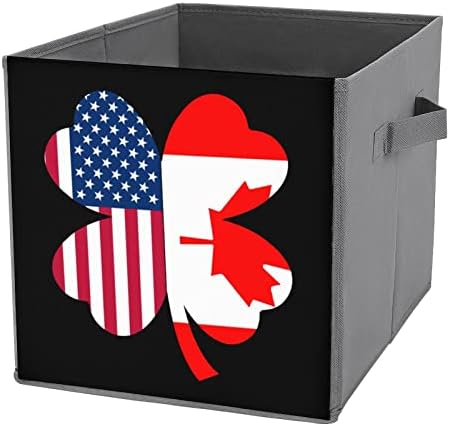 Американско Канадско Знаме Шамрок Големи Коцки Канти За Складирање Склопувачки Платно Кутија За Складирање Организатори На Плакарот За