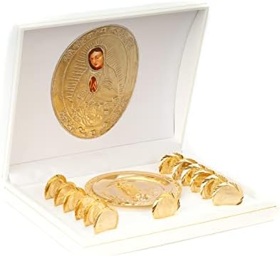 Свадбени монети за свадби Поставете декоративен случај на приказ - класична златна позлатена церемонија Арас сет - бело украсено куќиште и дама