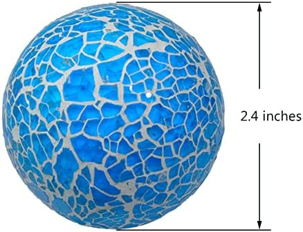6 компјутери Декоративни топки поставени мозаични стаклени топки во центарот на топки со топки од мов декоративни orbs сфера 2.4 “