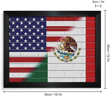 Американски мексико знаме граничен wallид Дијамантски комплети за сликање на слика 5D DIY целосна вежба Rhinestone Arts Wallид декор за возрасни