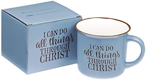 Јас можам да ги направам сите работи преку криглата за кафе во стилот на Христос Синиот камп, Филипјаните 4:13 Керамика, 13oz