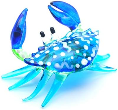 Witnystore 2½ Долга сина рак со бели точки разнесени стаклени фигурини морски суштества кристално минијатурни животни реплика фигура