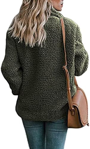 Ndvyxx Women'sенски 2023 година моден зимски палто со долг ракав лапел патент до факс стрижење бушава преголема јакна за шишиња
