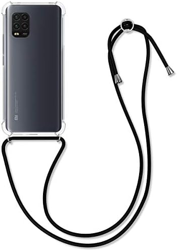 Cwmobile Crossbody Case компатибилен со Xiaomi Mi 10 Lite Case - Clear TPU телефонски покритие w/лента за кабел за ландери - црна/транспарентна